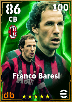 Franco Baresi — CB, OVR 86, MAX 100