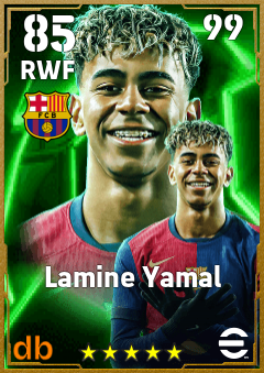 Lamine Yamal — RWF, OVR 85, MAX 99