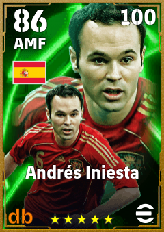 Andrés Iniesta — AMF, OVR 86, MAX 100