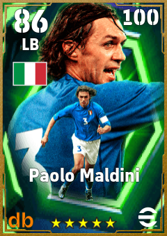 Paolo Maldini — LB, OVR 86, MAX 100