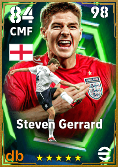 Steven Gerrard — CMF, OVR 84, MAX 98