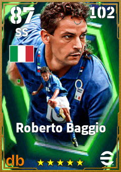 Roberto Baggio — SS, OVR 87, MAX 102