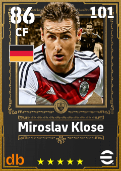 Miroslav Klose — CF, OVR 86, MAX 101
