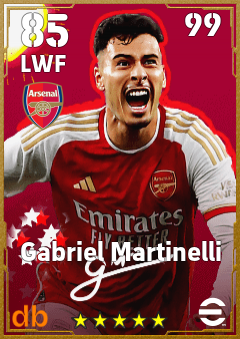 Gabriel Martinelli — LWF, OVR 85, MAX 99