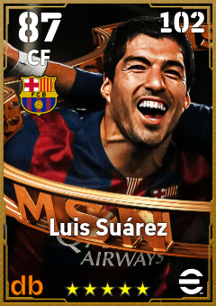 Luis Suárez — CF, OVR 87, MAX 102