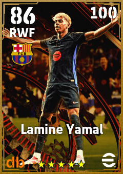 Lamine Yamal — RWF, OVR 86, MAX 100