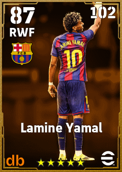 Lamine Yamal — RWF, OVR 87, MAX 102