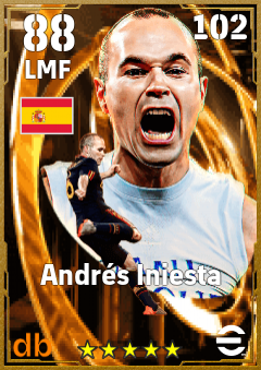 Andrés Iniesta — LMF, OVR 88, MAX 102