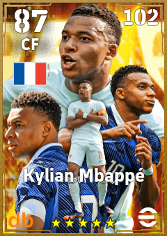 Kylian Mbappé — CF, OVR 87, MAX 102